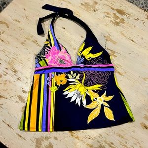 Like New—Trina Turk Tankini Floral Swim Halter Top, Size Medium